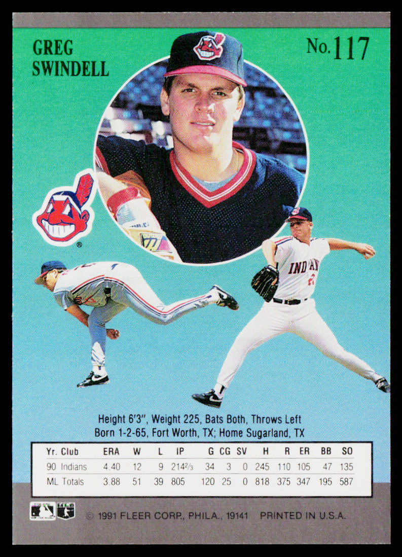 Greg Swindell 1991 Ultra #117 Cleveland Indians