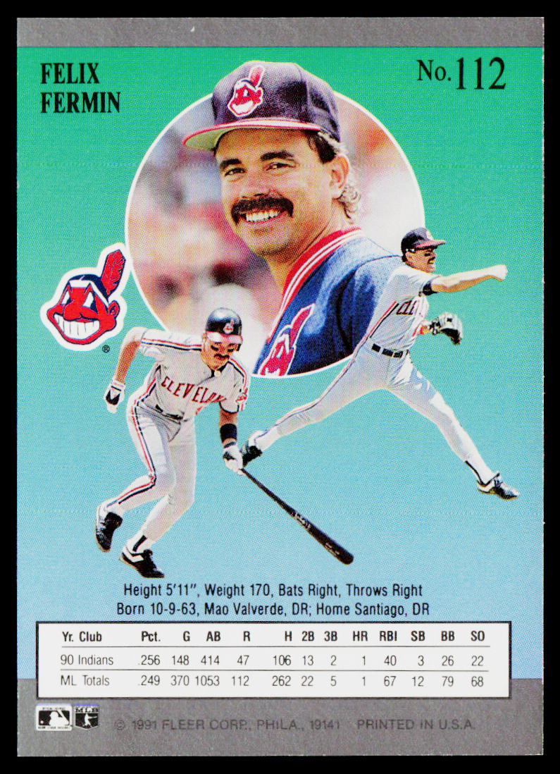 Felix Fermin 1991 Ultra #112 Cleveland Indians
