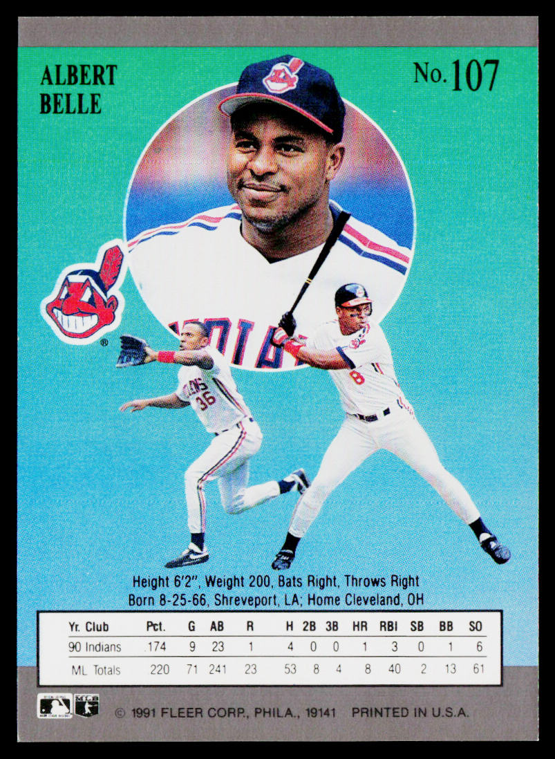 Albert Belle 1991 Ultra #107 Cleveland Indians