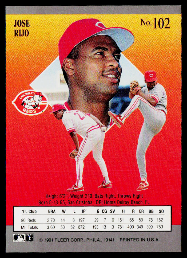 Jose Rijo 1991 Ultra #102 Cincinnati Reds
