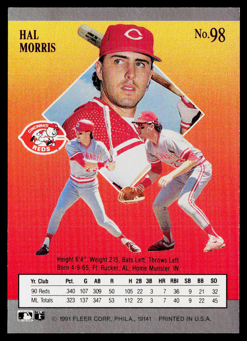 Hal Morris 1991 Ultra #98 Cincinnati Reds