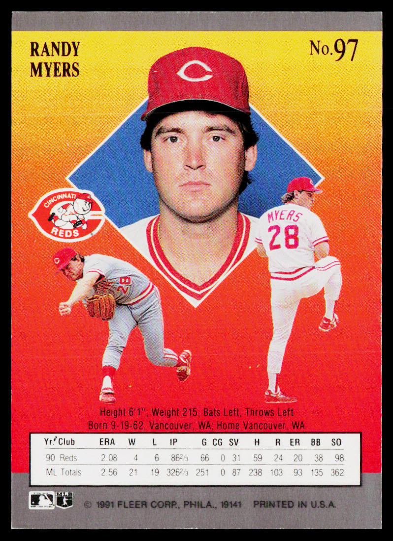 Randy Myers 1991 Ultra #97 Cincinnati Reds
