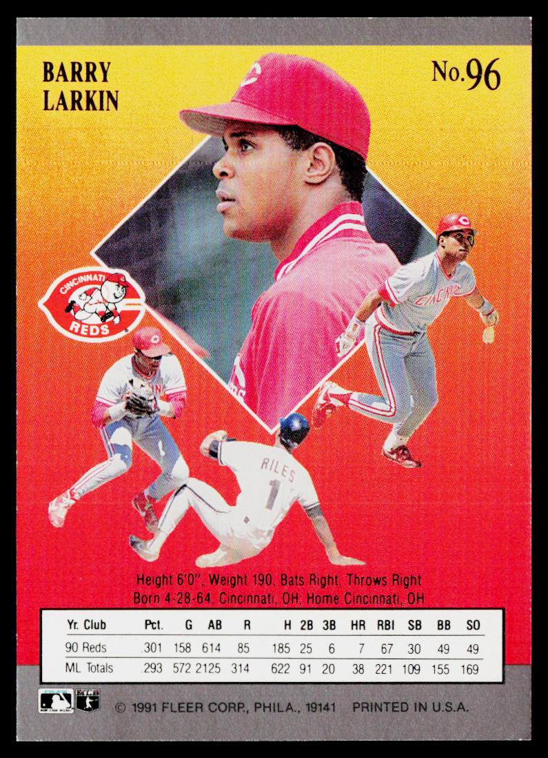 Barry Larkin 1991 Ultra #96 Cincinnati Reds