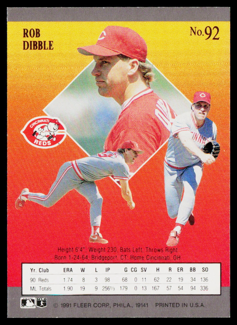 Rob Dibble 1991 Ultra #92 Cincinnati Reds