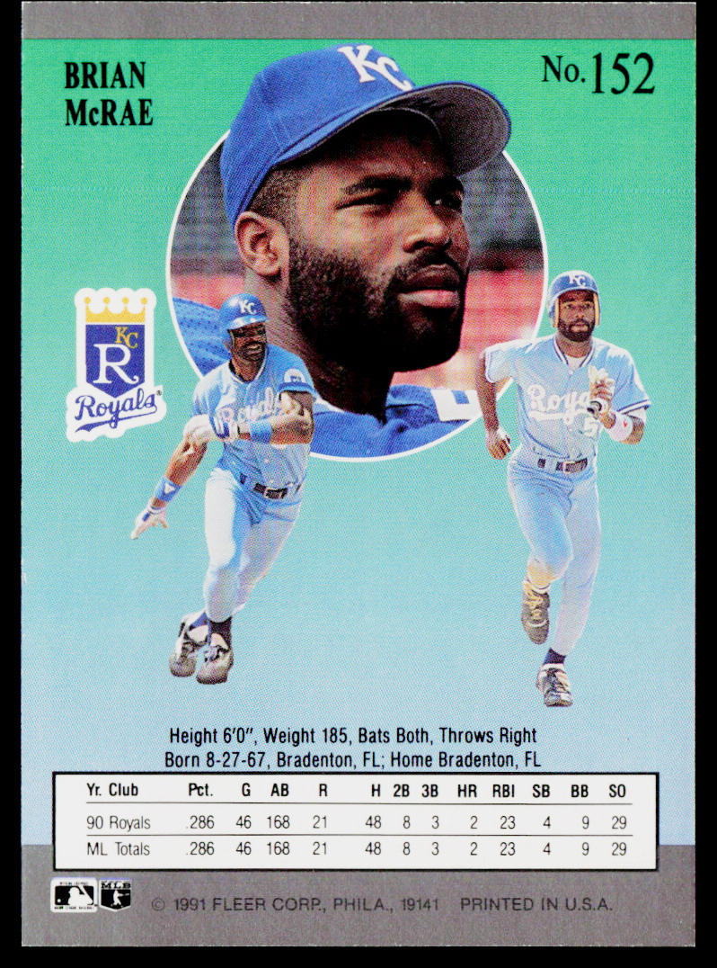 Brian McRae 1991 Ultra #152 RC Kansas City Royals