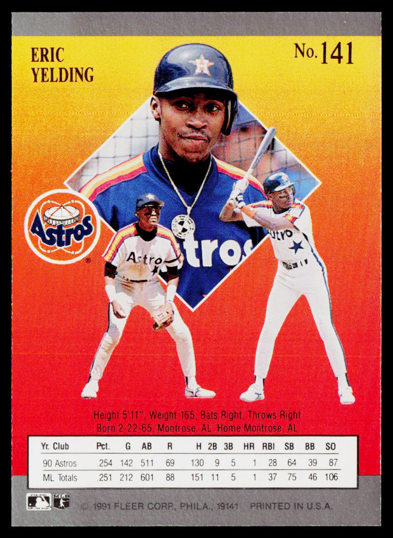 Eric Yelding 1991 Ultra #141 Houston Astros
