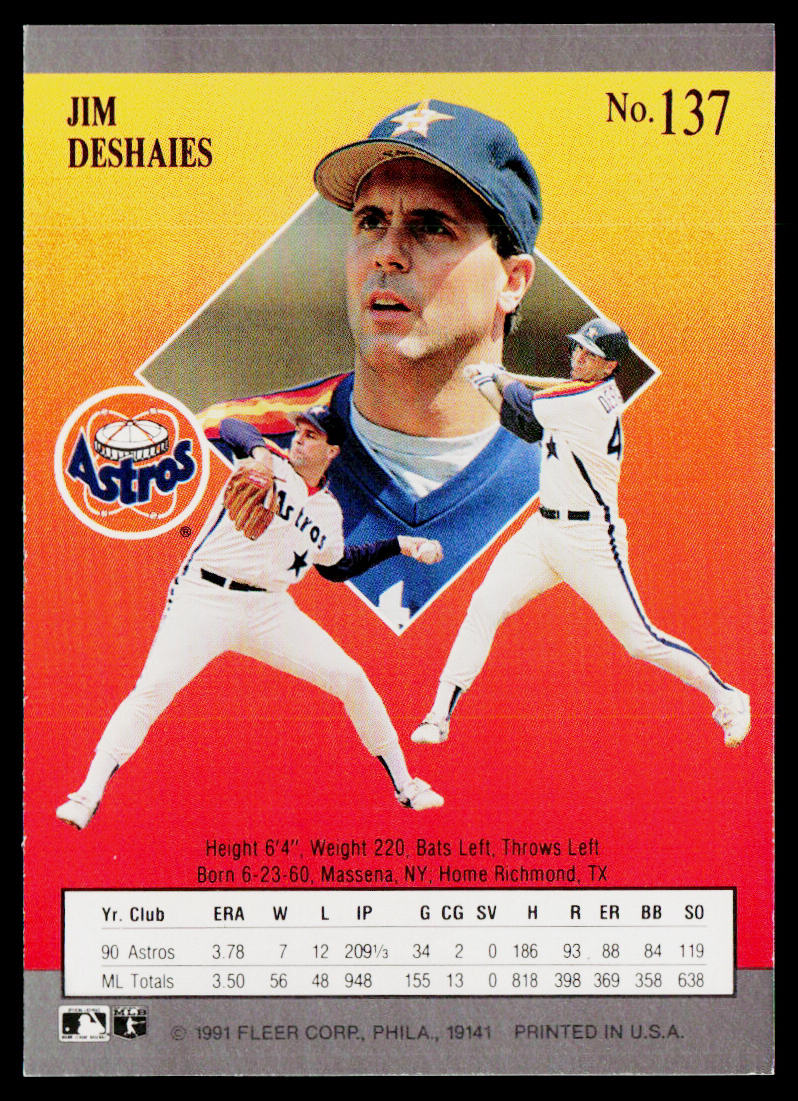 Jim Deshaies 1991 Ultra #137 Houston Astros
