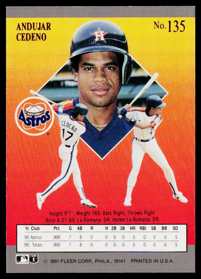 Andujar Cedeno 1991 Ultra #135 Houston Astros
