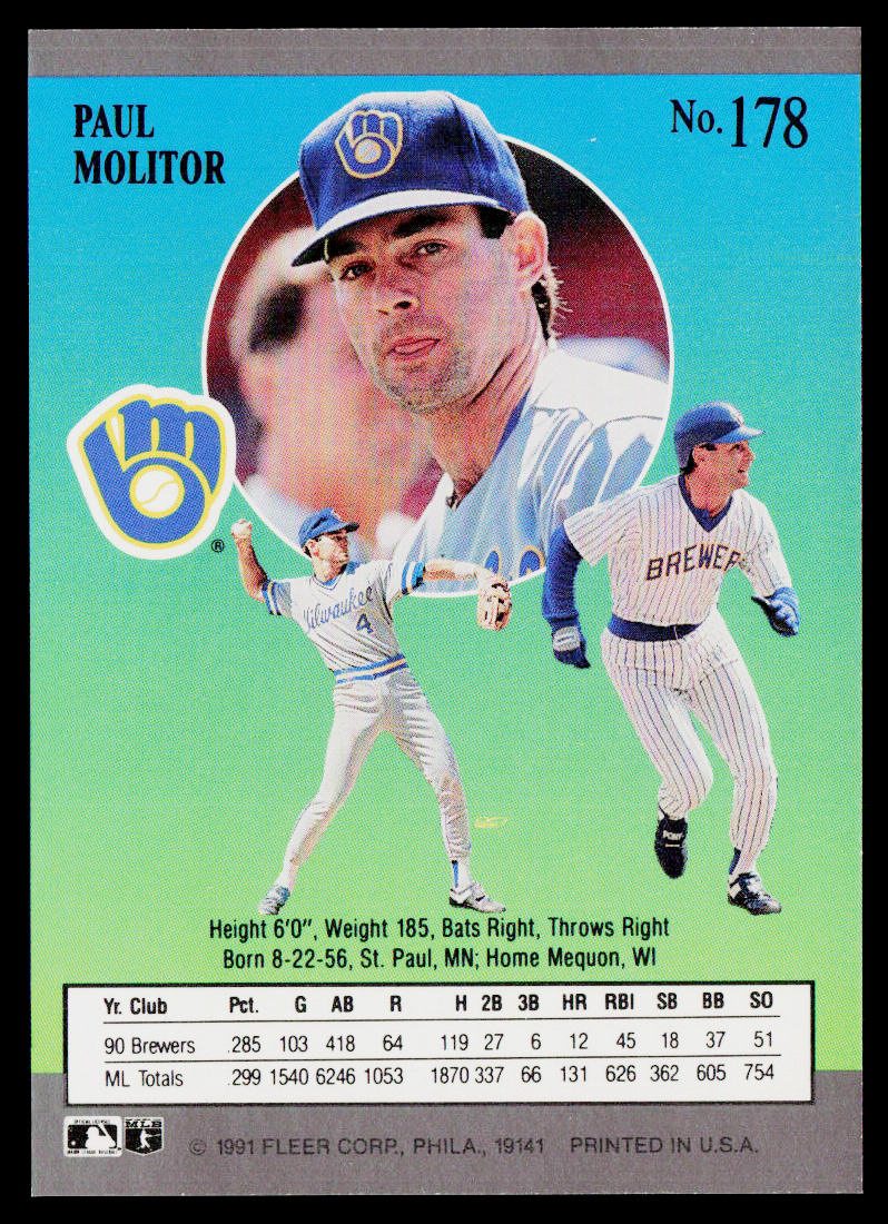 Paul Molitor 1991 Ultra #178 Milwaukee Brewers