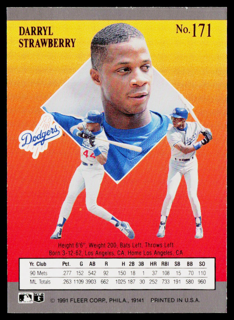 Darryl Strawberry 1991 Ultra #171 Los Angeles Dodgers