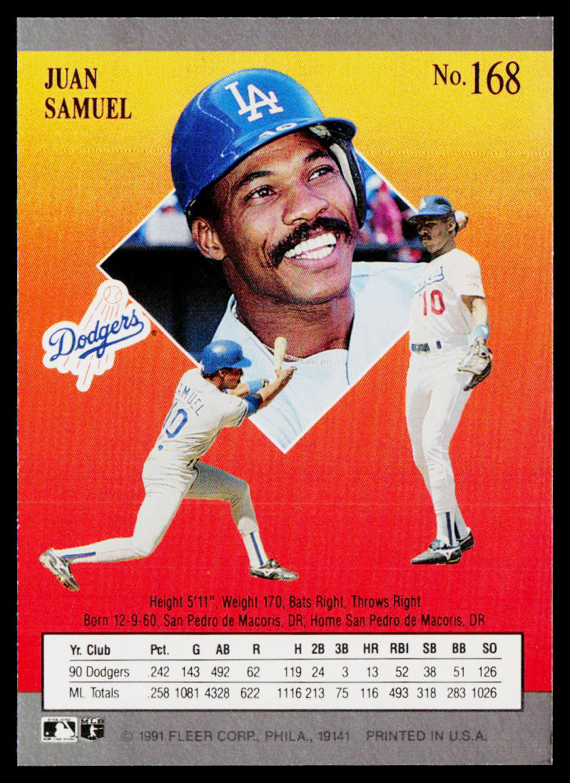 Juan Samuel 1991 Ultra #168 Los Angeles Dodgers