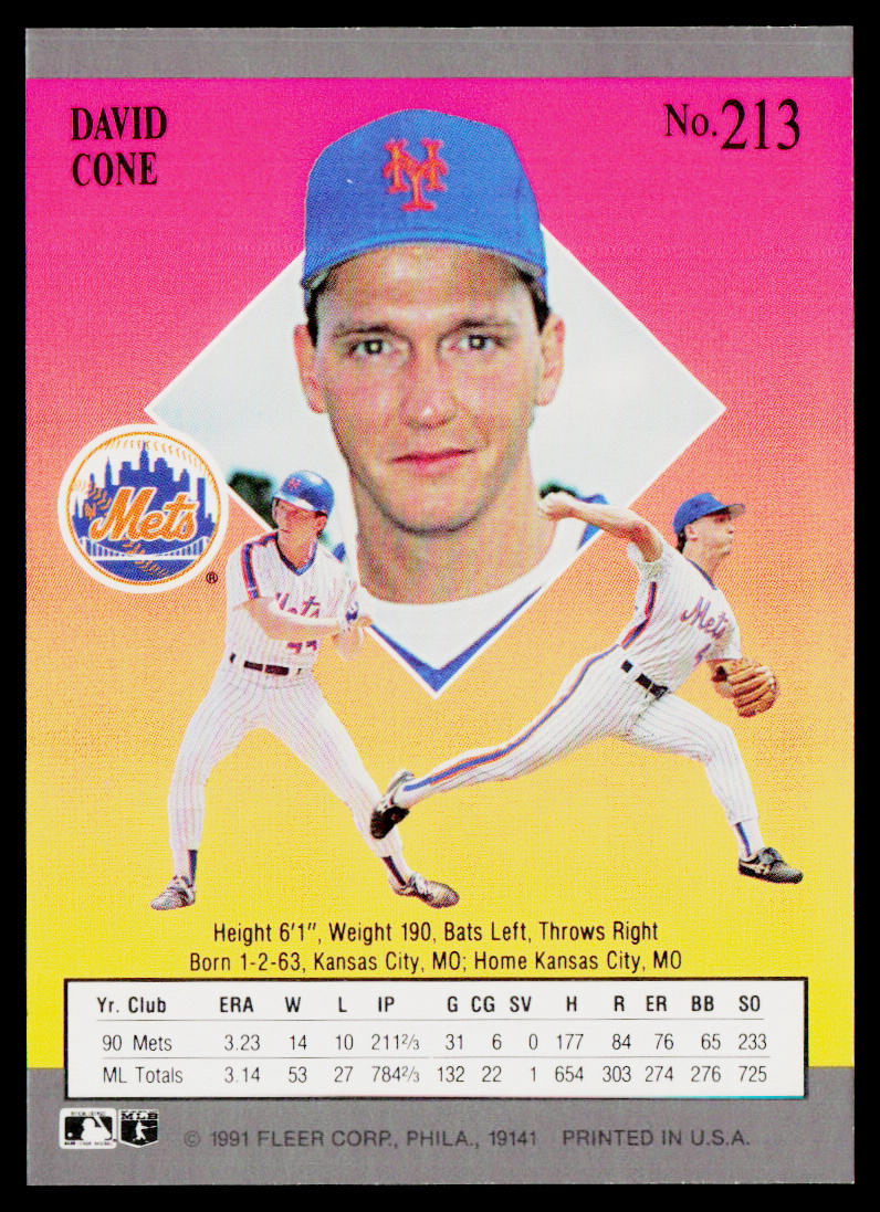 David Cone 1991 Ultra #213 New York Mets