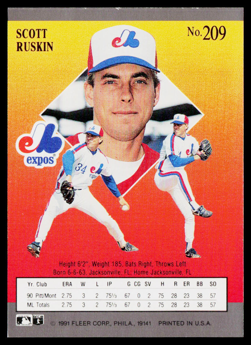 Scott Ruskin 1991 Ultra #209 Montreal Expos