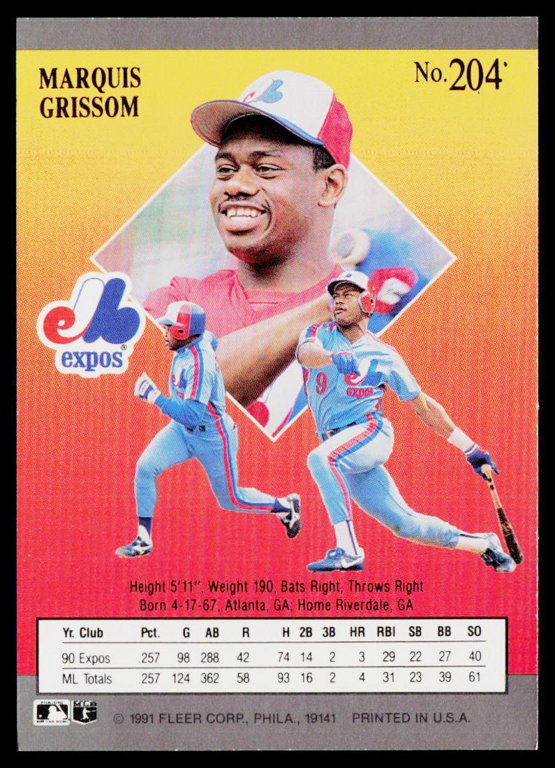 Marquis Grissom 1991 Ultra #204 Montreal Expos