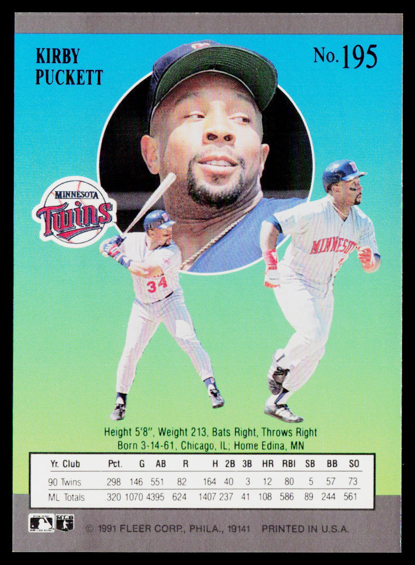 Kirby Puckett 1991 Ultra #195 Minnesota Twins