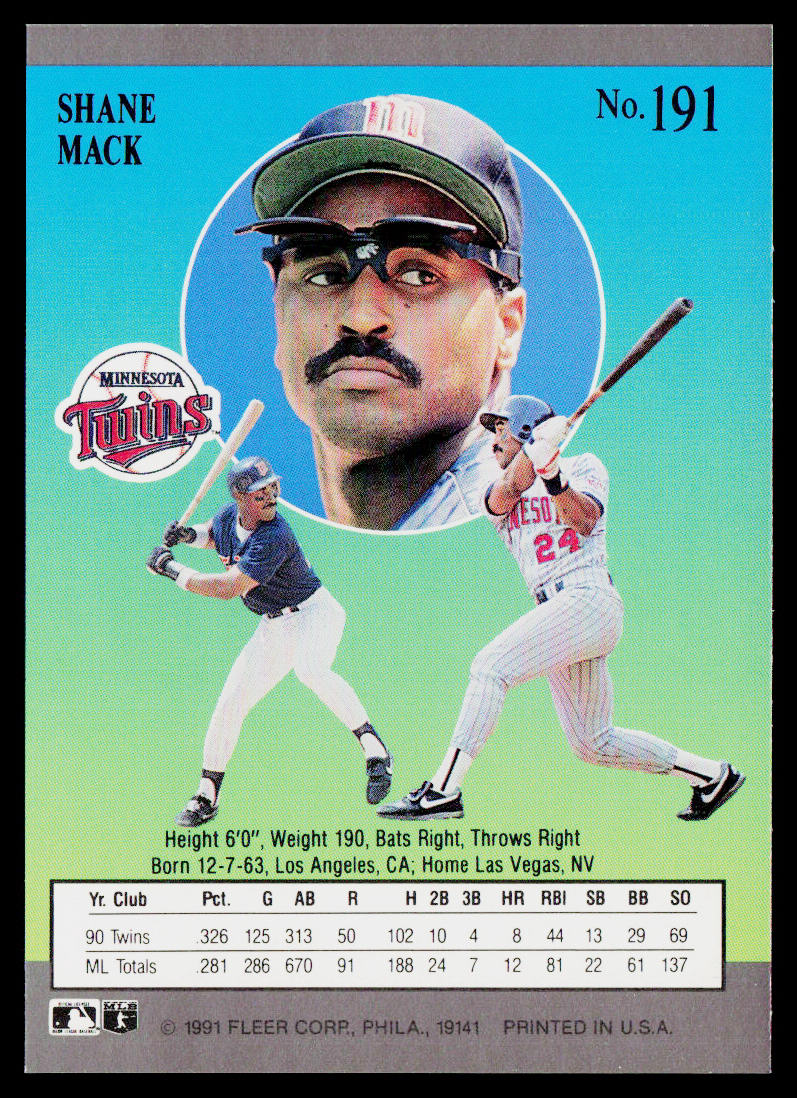 Shane Mack 1991 Ultra #191 Minnesota Twins