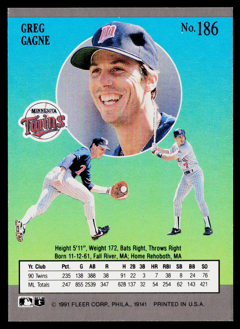 Greg Gagne 1991 Ultra #186 Minnesota Twins