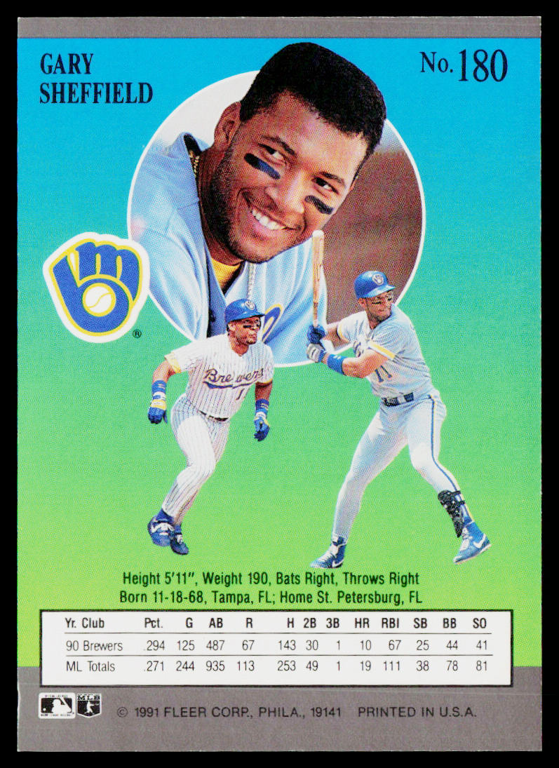Gary Sheffield 1991 Ultra #180 Milwaukee Brewers