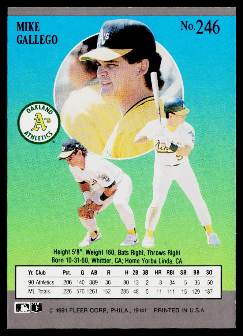 Mike Gallego 1991 Ultra #246 Oakland Athletics