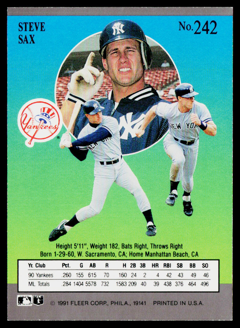 Steve Sax 1991 Ultra #242 New York Yankees