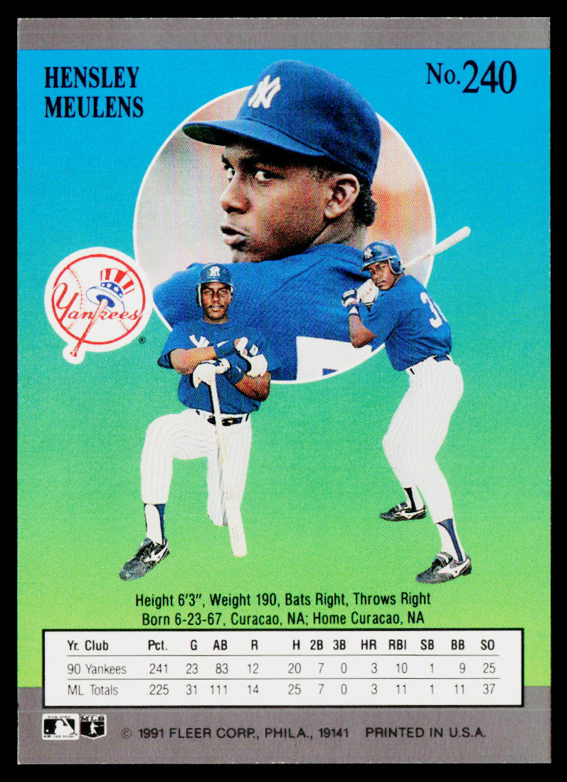 Hensley Meulens 1991 Ultra #240 New York Yankees