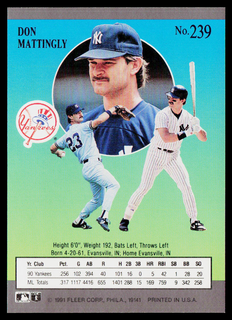 Don Mattingly 1991 Ultra #239 New York Yankees