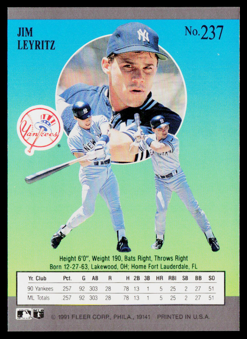 Jim Leyritz 1991 Ultra #237 New York Yankees