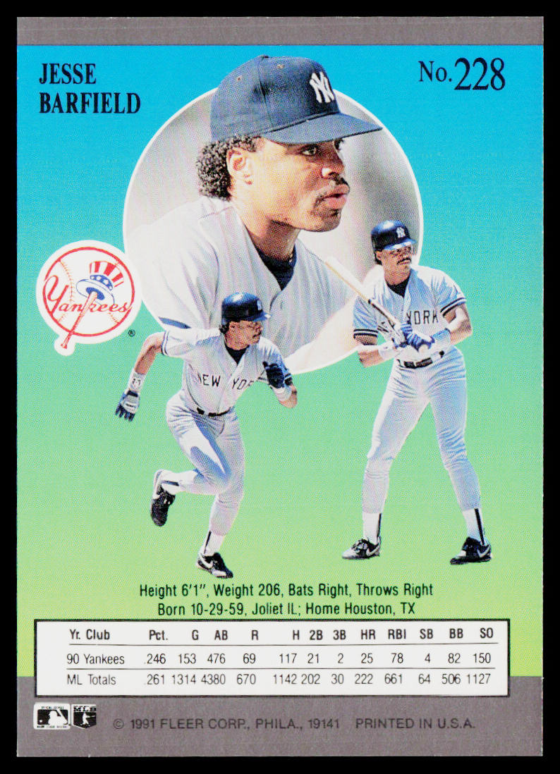 Jesse Barfield 1991 Ultra #228 New York Yankees