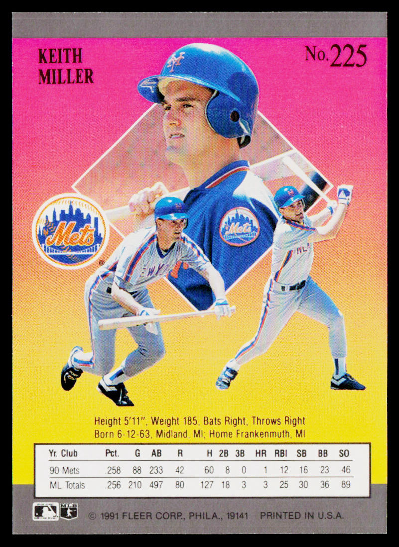 Keith Miller 1991 Ultra #225 New York Mets