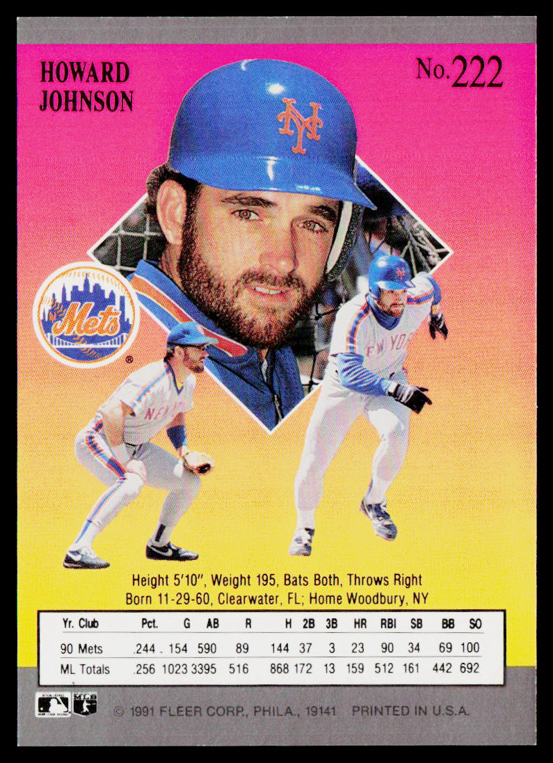 Howard Johnson 1991 Ultra #222 New York Mets