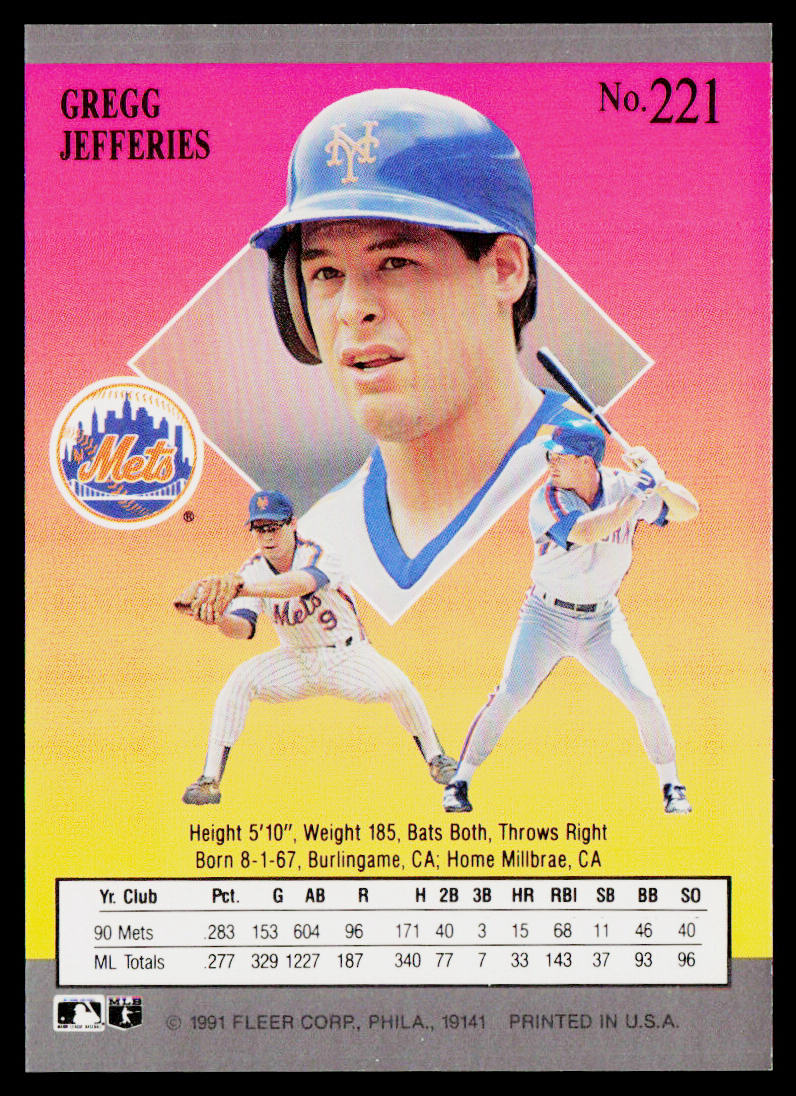 Gregg Jefferies 1991 Ultra #221 New York Mets