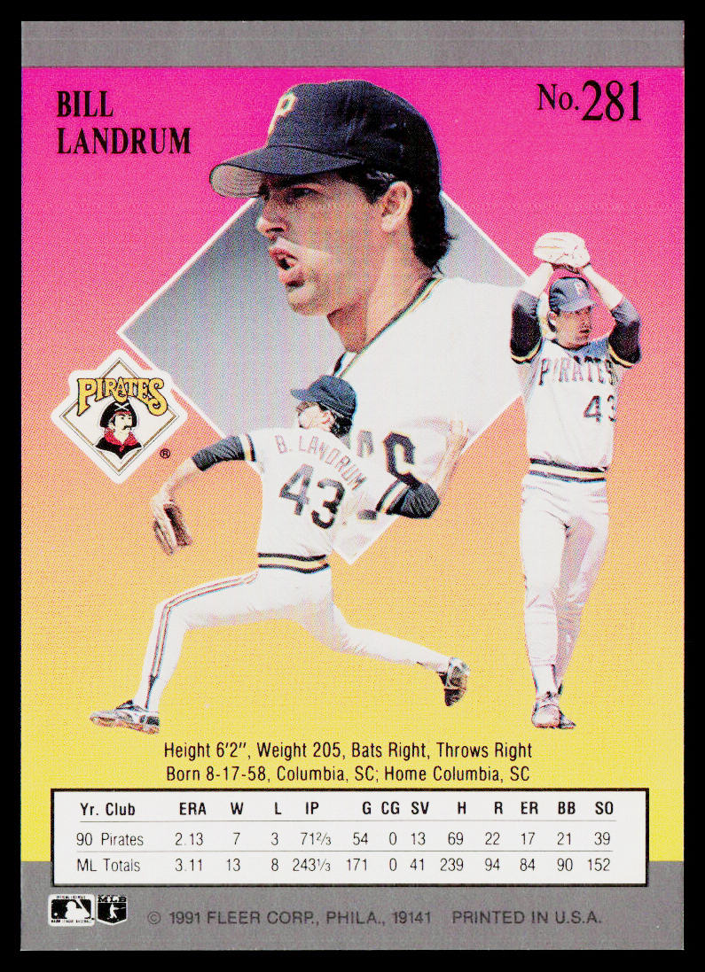 Bill Landrum 1991 Ultra #281 Pittsburgh Pirates