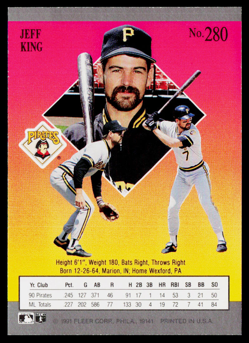 Jeff King 1991 Ultra #280 Pittsburgh Pirates