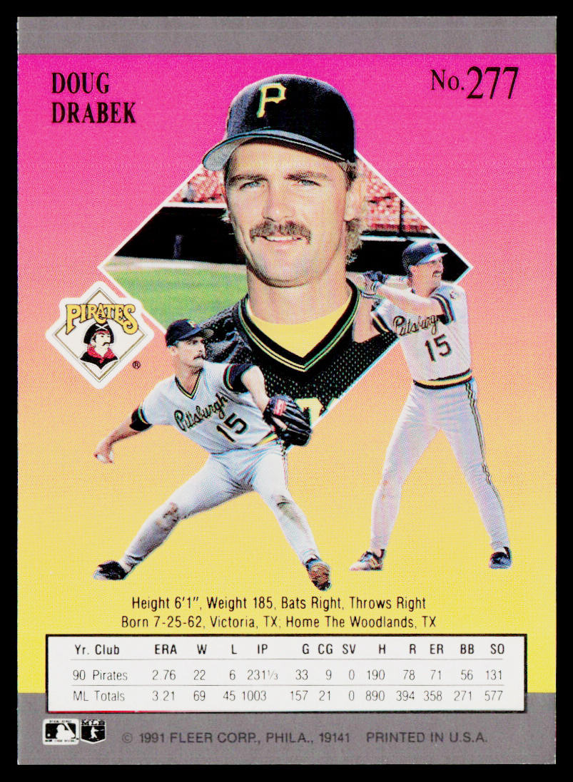 Doug Drabek 1991 Ultra #277 Pittsburgh Pirates