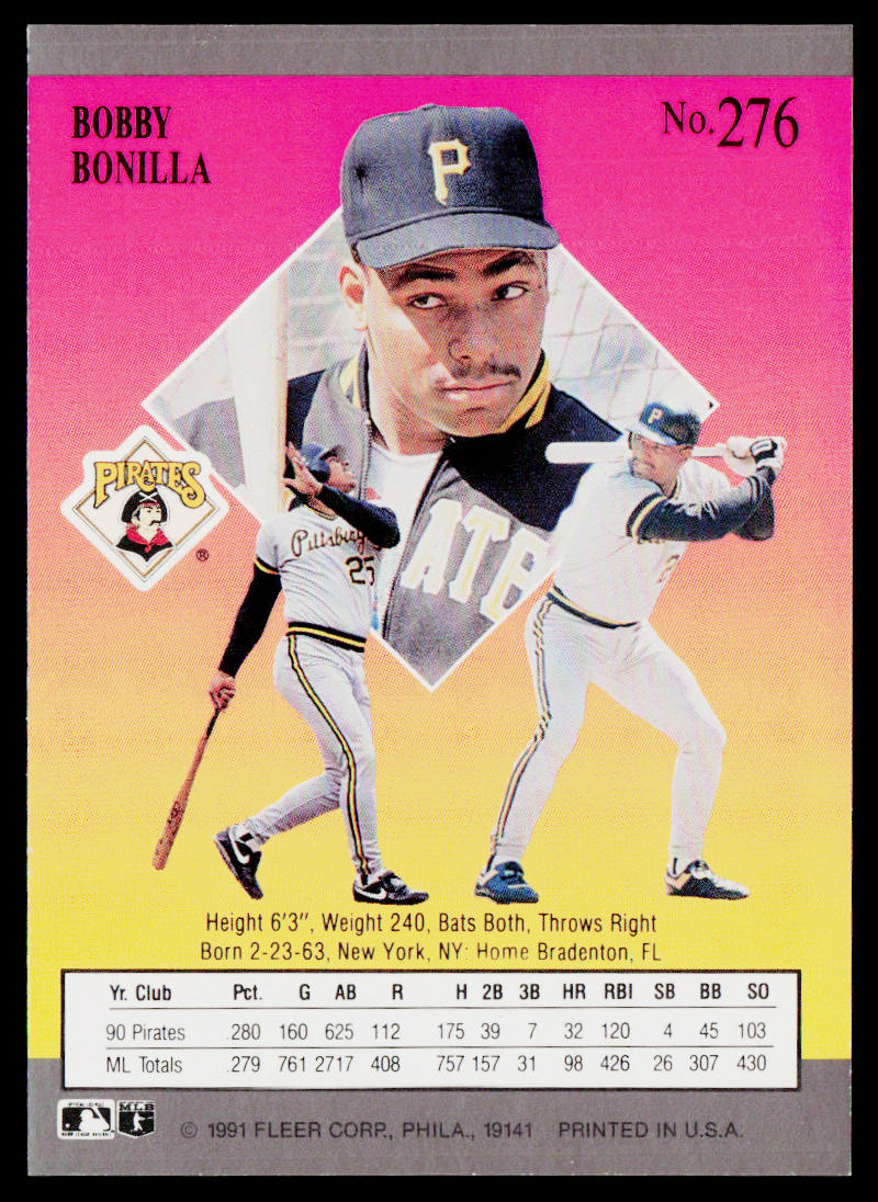 Bobby Bonilla 1991 Ultra #276 Pittsburgh Pirates