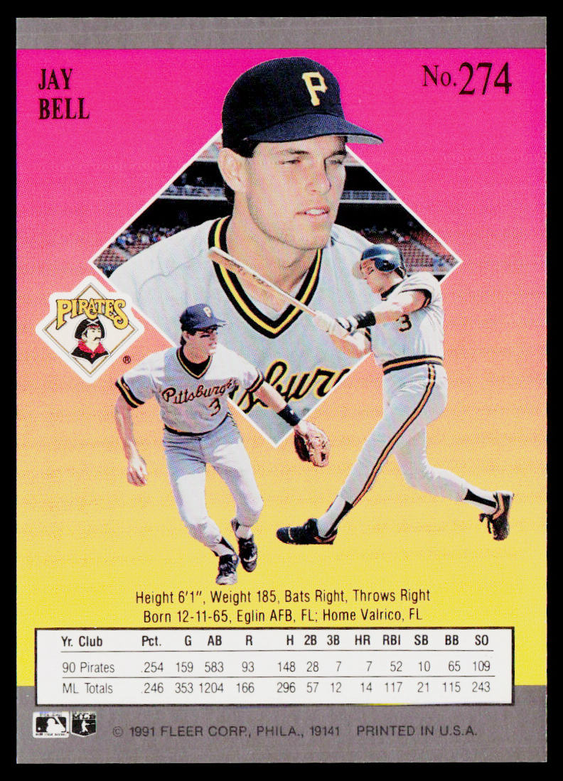 Jay Bell 1991 Ultra #274 Pittsburgh Pirates
