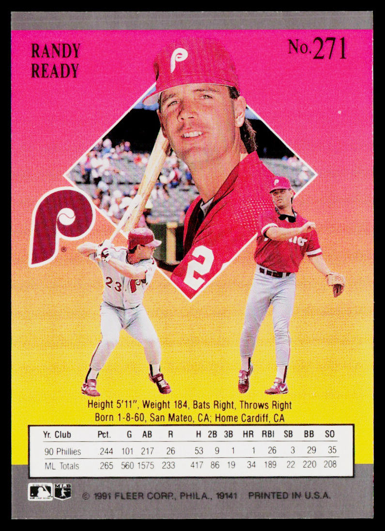 Randy Ready 1991 Ultra #271 Philadelphia Phillies