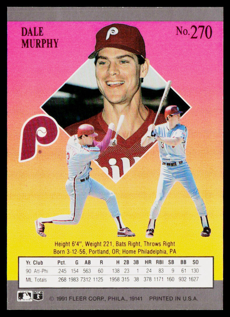 Dale Murphy 1991 Ultra #270 Philadelphia Phillies