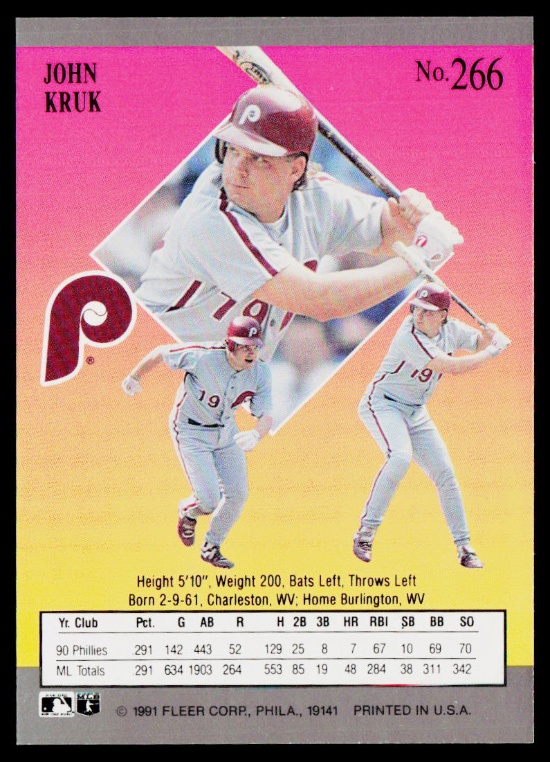 John Kruk 1991 Ultra #266 Philadelphia Phillies