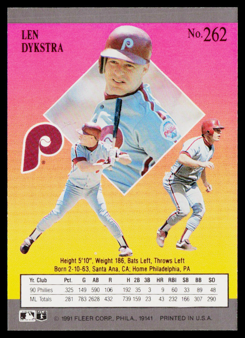 Len Dykstra 1991 Ultra #262 Philadelphia Phillies