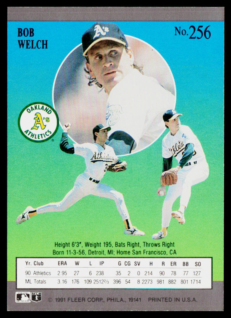 Bob Welch 1991 Ultra #256 Oakland Athletics