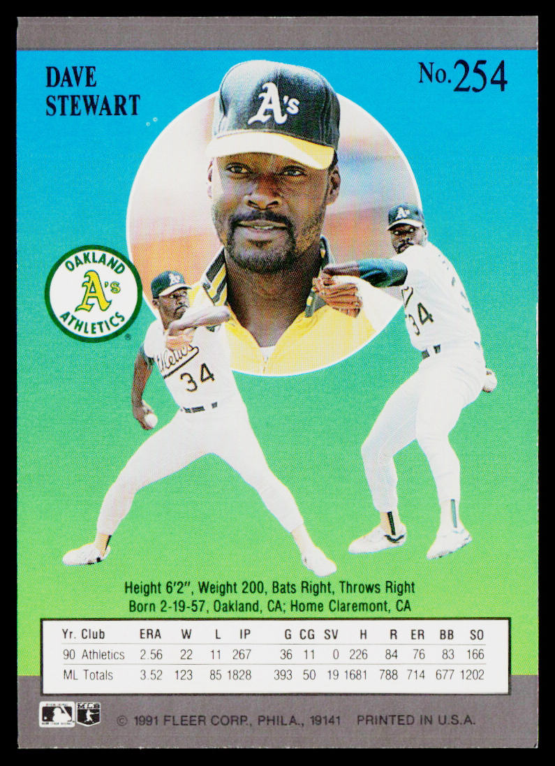 Dave Stewart 1991 Ultra #254 Oakland Athletics