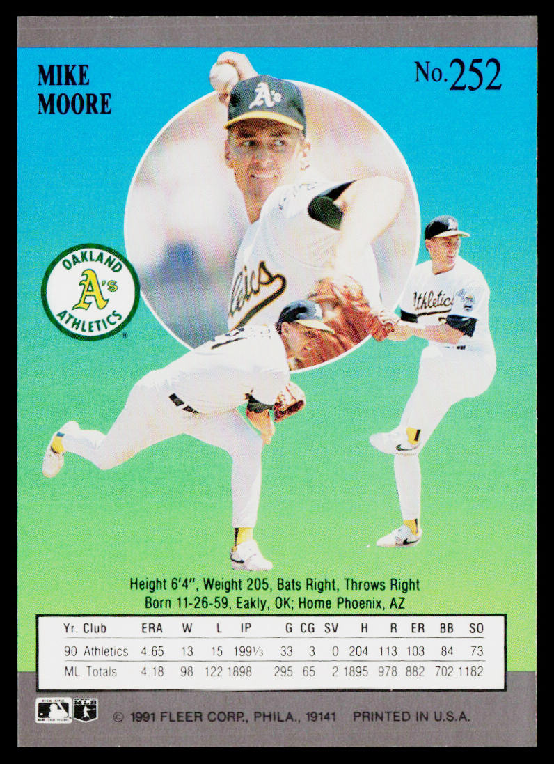 Mike Moore 1991 Ultra #252 Oakland Athletics