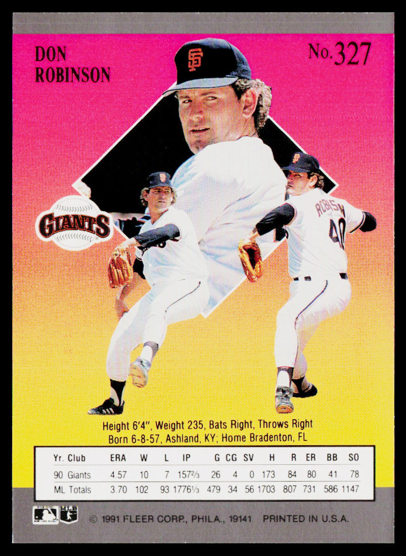 Don Robinson 1991 Ultra #327 San Francisco Giants