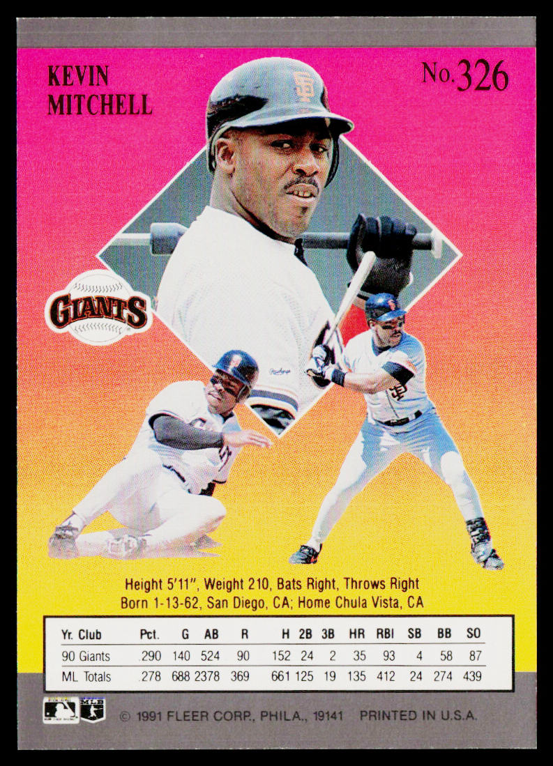 Kevin Mitchell 1991 Ultra #326 San Francisco Giants