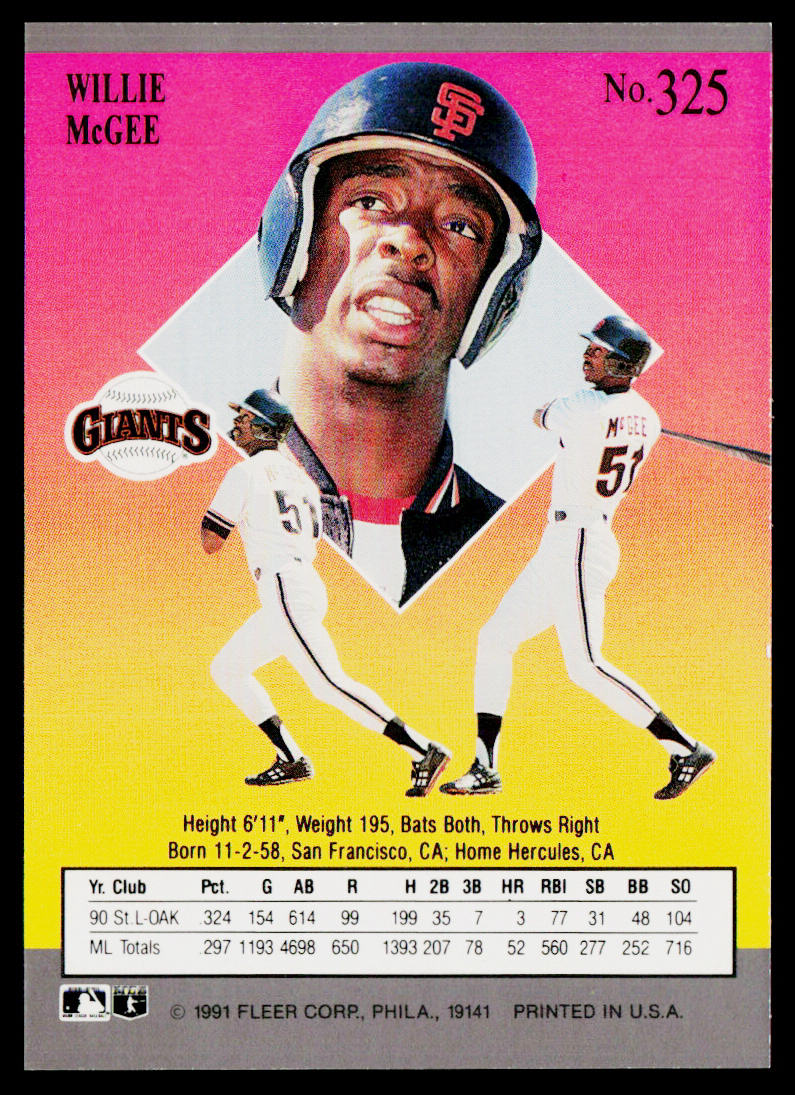 Willie McGee 1991 Ultra #325 San Francisco Giants
