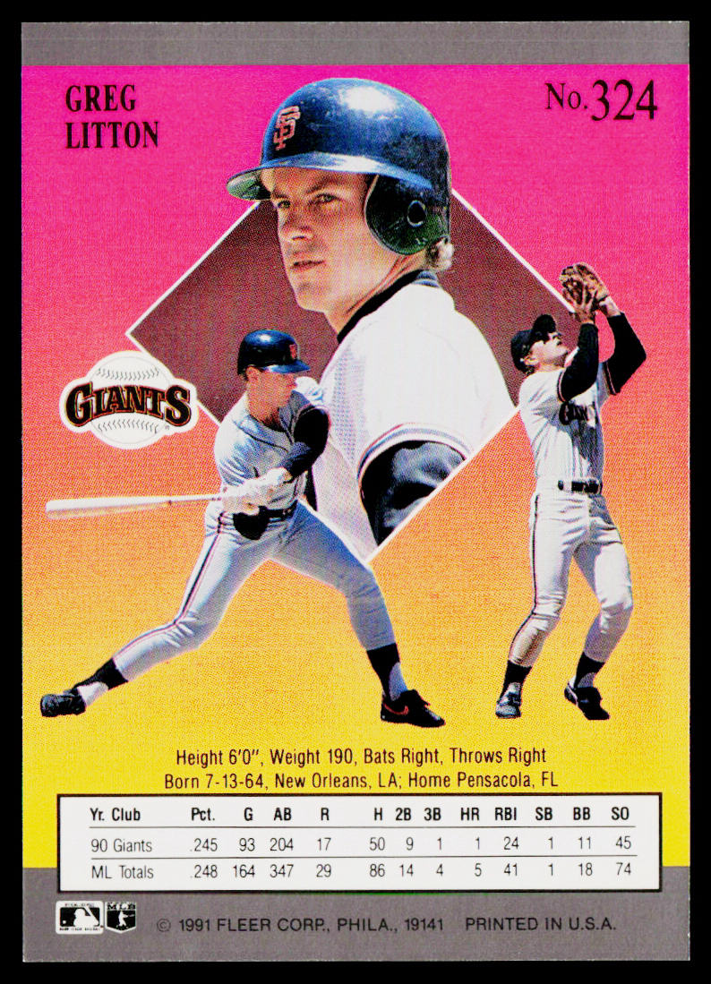 Greg Litton 1991 Ultra #324 San Francisco Giants