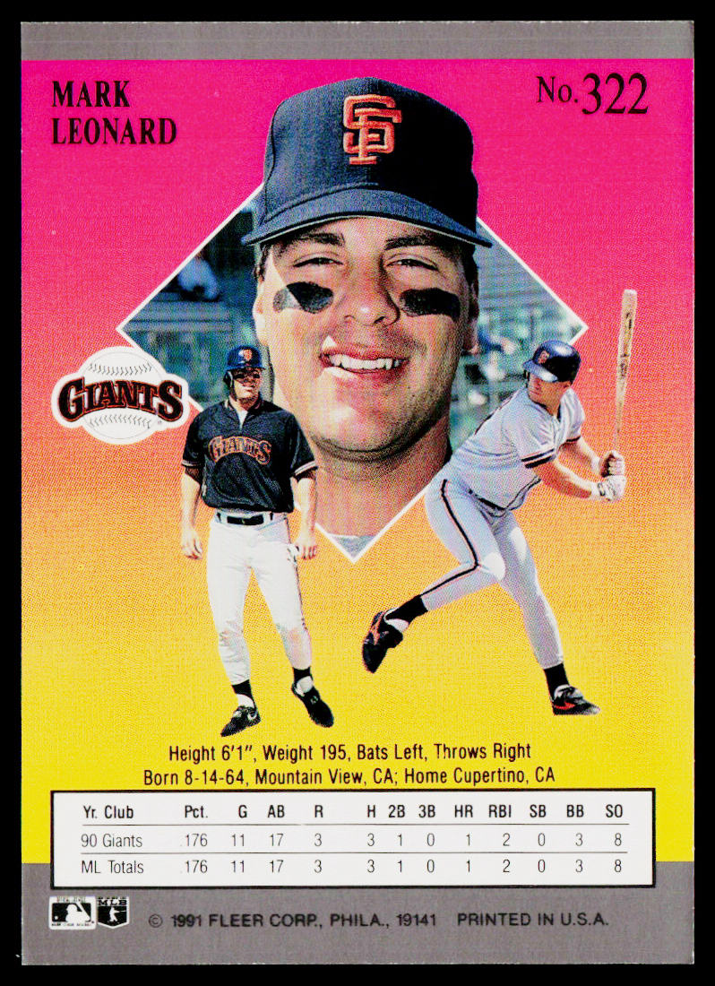 Mark Leonard 1991 Ultra #322 RC San Francisco Giants