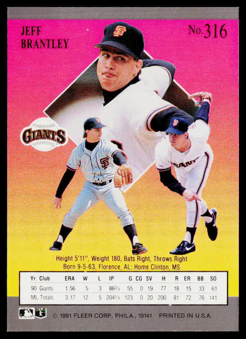 Jeff Brantley 1991 Ultra #316 San Francisco Giants