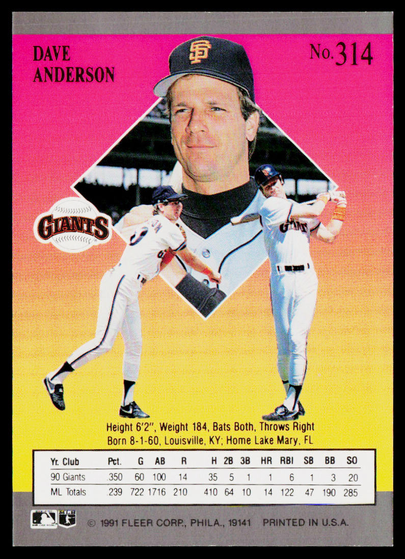 Dave Anderson 1991 Ultra #314 San Francisco Giants